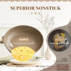 PRICUSIS Nonstick Frying Pan, 8/10/12 Inch Skillet with Stay Cool Handle, Stain/Scratch/Crack Proof, Induction Compatible & Oven Safe, Dishwasher Safe, PTFE & PFOA Free(10-Inch, Natural Linen)