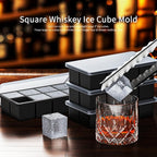 2 Pack Large Ice Cube Trays for Whiskey, Big Silicone Ice Cube Trays 2 inch Square Cubes, Huge Square Ice Cube Maker, Silicone Molds for Whiskey, Bourbon, and Cocktails, BPA-Free & Dishwasher