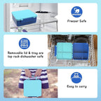 Bento Lunch Box with 8oz Soup Thermo, Leak-Proof Lunch Containers with 4 Compartment, Thermo Hot Food Jar and Insulated Lunch Box for School Blue
