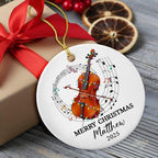 Personalized Text Year Name Cello Player Ceramic Ornament, Customized Keepsake Xmas Ornament Gift for Women Men Cellist Daughter Son Husband Wife, Unique Cello Musical Instrument Ceramic Ornaments