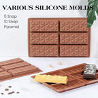 2 Pcs Chocolate Bar Mold Deep Dubai Stuffed Silicone Molds for Filling Knafeh Pistachio Chocolate Bar and Wax Melts Rectangle Thick Candy Bar Molds Break Apart (10 Snap）