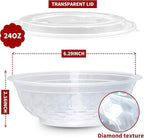 POPMISOLER 150 Pcs Stackable Meal Prep Bowl Containers, Food Takeout Bowls Reusable,Black Disposable Meal Prep Bowls With Lids. (24oz-transparent)