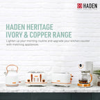 Haden Heritage 4 Slice Wide Slot Stainless Steel Toaster Bundled with 12 Cup Programmable Drip Coffee Maker Coffee Machine, Ivory & Copper