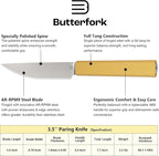 3.5 Inch Paring Knife, AR-RPM9 Steel Fruit Vegetable Knife with Ergonomic ABS Handle Oak Sheath, Ultra Sharp Kitchen Knife for Peeling Coring Cutting, Gift for Home Chefs