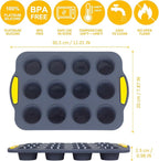 2Pack Silicone Muffin Pan 24 Cups for Baking - Nonstick Cupcake Pan Muffin Tray, Dishwasher Safe Muffin Liners for Homemade or Professional Baking