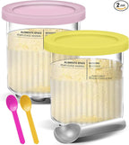 24 oz Deluxe Creami Pints and Lids for Ninja - 2 Pack 11-in-1 Creamy Icecream Containers Cups Jars Tubs Canisters Set, Smoothie Pot Compatible with NC501 NC500 Series Creamer Ice Cream Maker Machine