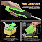 Grill Brush Bristle Free for Outdoor Grill, Steam Grill Cleaning Brush Replaceable BBQ Cleaner Brush Head,Extended Handle, Safe Grill Brush with Scraper for Cast Iron Stainless-Steel Grates,Green