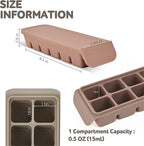 Silicone Freezer Trays with Lid,0.7oz 12 Section-Leak Proof Silicone Freezer molds for Homemade Baby Food Breastmilk, Purees, Vegetables, Fruit, Baby Food Jars Ice Tray with Lid BPA Free Brown