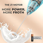 Zulay Kitchen Milk Frother Handheld Electric Whisk with AA Duracell Batteries – Durable Drink Mixer for Coffee, Lattes, Cappuccinos & More - Sunrise