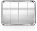 19.6 Inch Baking Sheet Pan with Rack Set, Joyfair Stainless Steel Toaster Oven Pans Tray & Cooling Racks for Cookie/Jelly Roll/Bacon/Meat, Commercial Metal & Rust-free, Dishwasher Safe