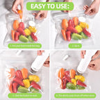 Vacuum Sealer for Food, with 15 Reusable Vacuum Bags, Handheld Vacuum Sealer with Auto-Stop、Detachable Filter and Visible Water Tank, Seal Meal Saver