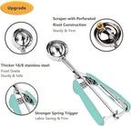 Ice Cream Scoop, Cookie Scoop, 5.3 Tbsp/ 80 ml/ 2.7 oz Cookie Scoops for Baking, 18/8 Stainless Steel Cookie Scooper for Baking, Ice Cream Scooper with Trigger Release, Cookie Dough Scoop(Mint Green)