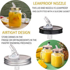 Mason Jar Pour Spouts. free flow Mason Jar Pour Spouts, mason jar for spout regular mouth size 70mm dispenser germination cover. Leak-Proof 22-Pack + 44 Black Lid Caps (22 Pack silver color)