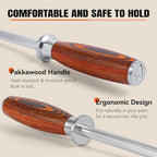 TUO Honing Rod, Sharpening Steel with Larger Diameter for Kitchen Knife Daily Sharpening Maintenance, High Carbon Steel Knife Sharpener Rod, Ergonomic Handle, 8 inch