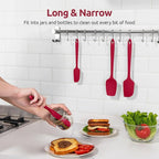 U-Taste Silicone Spatula Set: 600ºF High Heat Resistant, Seamless Food Grade Flexible Rubber Kitchen Cooking Mixing Baking Scraper for Nonstick Cookware Set of 3 (Red)