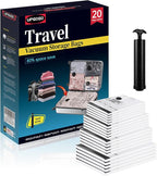 Travel Vacuum Bags for Luggage with Hand Pump,Vacuum Seal Bags for Clothing,Packing Cubes Compression,Cruise Ship and Travel Essentials(Combo 20 Pack)