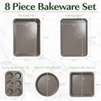 Goodful All-In-One Nonstick Bakeware Set, Stackable and Space Saving Design includes Round and Square Pans, Muffin Pans, Cookie Sheet and Roaster, Dishwasher Safe, 8-Piece, Blue Mist