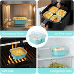 Ruckae 5oz 100 Pcs Square Mini Loaf Pans with Lids-Disposable Foil Dessert Containers,Mini Cake Pans with Lids,Aluminum Dessert Cups for Parties and Weddings (Light Blue, 5oz)