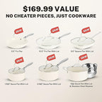 Gotham Steel 12 Pc Ceramic Cookware Set Nonstick, Ceramic Pots and Pans Set Non Stick with Steamer for Cooking, Non Toxic PFOA PFOS Free, Premium Stay Cool Handles, Oven & Dishwasher Safe