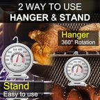 KT THERMO 2PCS Oven Thermometer150-600°F, Oven Grill Smoker Analog Thermometer Instant Read Stainless Steel Kitchen Cooking Thermometer