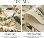 ISAENNE Designer Green Linen Extra Long Tablecloth Rectangle,Floral French Country Indoor Table Cloth,Stain Resistant Home Decor Tablecloths for Dining Kitchen Thanksgiving Party,67"*118"-Brune