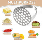 Potato Masher Stainless Steel, Manual Mashed Potato Masher,Wooden handle Potatoes Smasher Kitchen Tool for Avocado,Potatoes, Vegetables, 13.5Inch Long handle Large Heavy Duty Metal Mashing Utensil