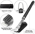 GRILLART Grill Brush and Scraper BBQ Brush for Grill, Safe 18" Stainless Steel Woven Wire 3 in 1 Bristles Grill Cleaning Brush, BR-4516