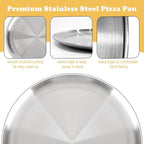 Pizza Pan 10 Inch Set of 2 for Oven, Non-Stick Stainless Steel Pizza Steel, Durable Non-Toxic Round Pizza Pans for Cookie Pizza Pie Cake, Dishwasher Safe & Easy Clean