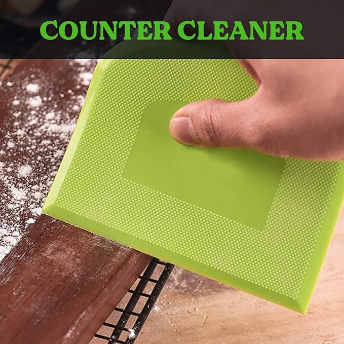 SURDOCA Dough Scraper Bench Scraper - 3P 7.1x4.9" Plastic Flexible Bowl Scraper, Sharp Edge & Angles Cake Scraper. Non-Slip Bakeware Decorating Tools Sculpting & Modeling Tools - Pink+Yellow+Pink