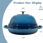 Enameled Cast Iron Dutch Oven Pot with Lid, Round Bread Oven for Homemade Sourdough Bread Baking, 6 Quart, Lake Blue