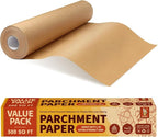 Katbite Unbleached Parchment Paper Roll, 15in x 242ft, 300 Sq.Ft, Non-Stick with Serrated Cutter for Baking, Cooking, Air Fryer