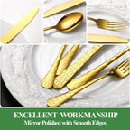 40 Pcs Gold Silverware Set for 8 with Water Cube Handle design, Food Grade Stainless Steel Flatware Set, Eating Utensils Sets Include Fork/Knife/Spoon, Reusable Cutlery Set, Dishwasher Safe