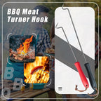 2Pcs Food Flipper Turner Hooks Stainless Steel BBQ Meat Hooks Cooking Barbecue Turners Hooks Grill Accessories with Handle for Grilling & Smoking