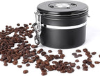 Coffee Canister, Airtight Coffee Container with Date Tracker Lid, Stainless Steel Canister for Kitchen Food Storage (Black, 9oz)