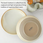 HAPPY KIT 9'' Pasta Bowls, 42oz Pasta Bowls Set of 4, Large Salad Bowl, Ceramic Serving Bowls,Double Reactive Glaze, Ideal for Housewarming, Festivals, Microwave Safe (Ocher)