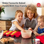 Redfly 2 Pack Silicone Muffin Pan & Cupcake Pans for Baking - 12 Cup Regular Size BPA Free Egg Bites Molds