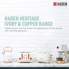 Haden Heritage 2 Slice Wide Slot Stainless Steel Toaster Bundled with 12 Cup Programmable Drip Coffee Maker Coffee Machine, Ivory & Copper