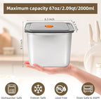 2 PCS Stainless Steel Food Storage Containers(67oz) with Lids Leak Proof & Airtight | Square Stainless steel freezer Containers,For Meal Prep,Fruit,Snack,Freezer