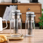 Glass Cold Brew Coffee Maker with Extended Fine Mesh Filter, Tea Infuser Bottle Iced Coffee Maker with Thick Borosilicate Glass (750ml/24oz)