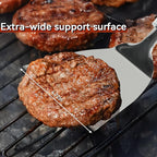 Professional Wide Turner 9.5 Inch Stainless Steel Spatula for Cast Iron, Griddle and Grill Cooking, Barbecue Hamburger Metal Kitchen Utensil, Dishwasher Safe