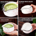 Matcha Whisk Set, 7 PCS Ceramic Matcha Sets with Bowl, Bamboo Whisk and Holder, Towel, Sifter, Bamboo Scoop, Scoop Rest, Christmas Gifts for Tea Lovers, Birthdays New Year Gifts for Women Mom