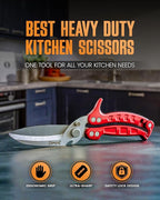 Heavy Duty Poultry Shears - A Must Have chicken processing equipment, Kitchen Scissors for Meat, Chicken, Turkey, and Vegetables - Non-Slip Handle, Safety Lock, Dishwasher Safe