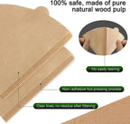 Coffee Filter, Size 02 Cone Coffee Filters Disposable, 100 Count Unbleached Natural Paper Filters 2-4 Cup, 2 Cone For V60 For Pour Over Droppers and Drip Coffee Maker (Brown)