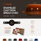 Enameled Cast Iron Dutch Oven for Sourdough Bread Baking | 6 Quart Pot with Lid | 10 Inch Ceramic Enamel Thick Coated Cookware Set with Non Stick Silicone Baking Mat for Cooking | 6 Qt |