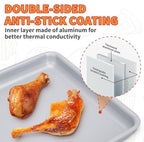 Non-Stick Ceramic Baking Sheet Set of 2, 15 * 10 inch Naturally Slick Ceramic Coating - Non-Toxic, PTFE & PFOA Free - Perfect for Baking, Roasting, and More (Baking Sheet & Grill Net)
