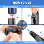 Butane Torch Lighter,Windproof Refillable Kitchen Cooking Torch,Adjustable Flame Solar Beam Blow Torch with Safety Lock for Candle Camping BBQ (Not Included Butane Gas) (Black)