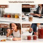 ComSaf 8oz Small Airtight Glass Jars Set of 6 with Lid Food Storage Jar Round, Mini Storage Container with Clear Preserving Seal Wire Clip Fastening for Kitchen Canning, Jam, Spice, Honey, Mason Jars
