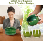 Matcha Whisk Set – Ceramic Matcha Set with Matcha Bowl, Matcha Whisk & Holder, Bamboo Scoop, Tea Towel – 5-Piece Japanese Matcha Kit for Matcha Lovers, Beginners & Gifting (Green, 20oz)