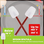 Silicone Rubber Spatula and Spoon Rubber Spatula Set of 3, High Heat Spoon, Commercial for Cooking (3 Spoonula(9.5 Inches))