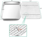 TeamFar Toaster Oven Pan with Cooling Rack Set, 10.5’’ x 8’’ x 1’’ Stainless Steel Compact Toaster Oven Small Baking Pan Tray with Mini Grid Rack, Non-Toxic & Heavy-Duty, Dishwasher & Oven Safe